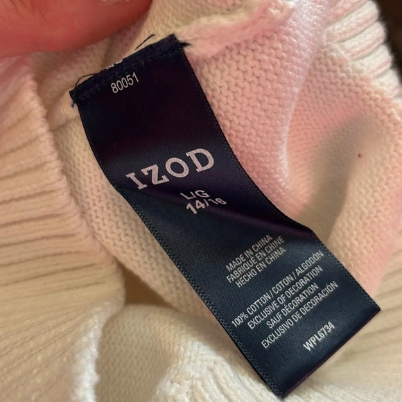 Izod NWT women’s ivory knit sweater with button collar size large - Picture 7 of 8